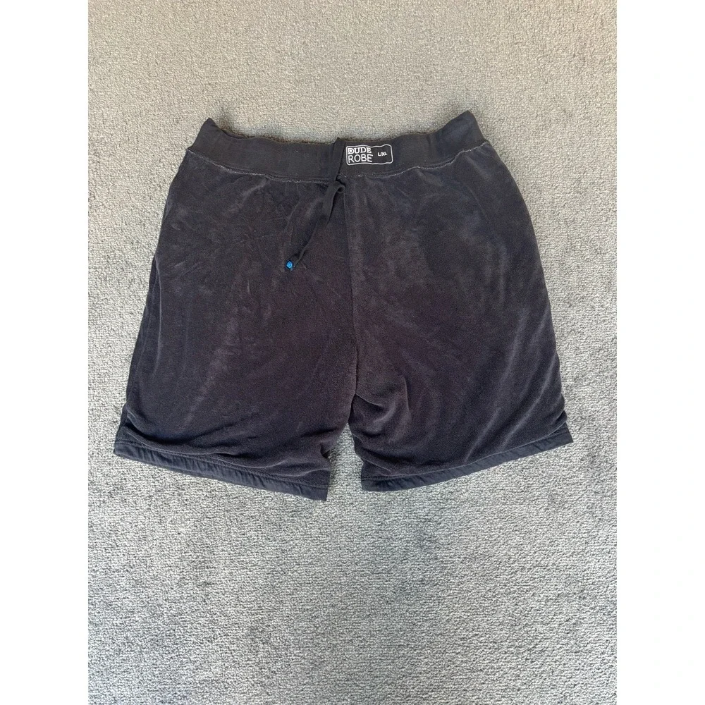 DudeRobe Sweat Shorts Men Large/XL Black Cotton Drawstring Pockets Elastic Waist